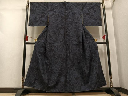平和屋着物●結城紬　80亀甲　雪輪花文　正絹　逸品　AABL8834ph