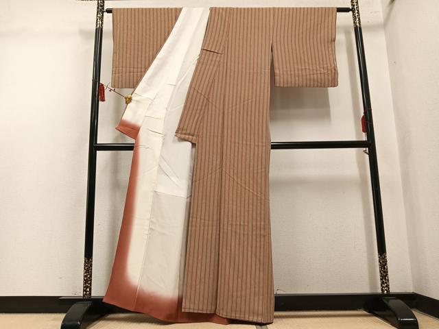 平和屋着物●重要無形文化財　人間国宝　伊勢型紙縞彫師　児玉博　小紋　間道　正絹　逸品　AABL8838ph