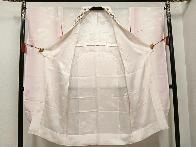 平和屋着物●振袖用長襦袢　無双仕立て　流水花地紋　暈し染め　半衿刺繍　正絹　逸品　AABL8843ph