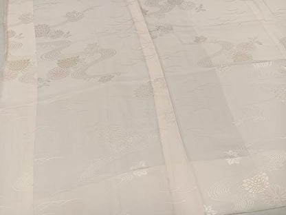 平和屋着物●振袖用長襦袢　無双仕立て　流水花地紋　暈し染め　半衿刺繍　正絹　逸品　AABL8843ph