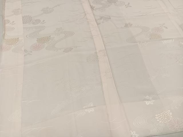 平和屋着物●振袖用長襦袢　無双仕立て　流水花地紋　暈し染め　半衿刺繍　正絹　逸品　AABL8843ph