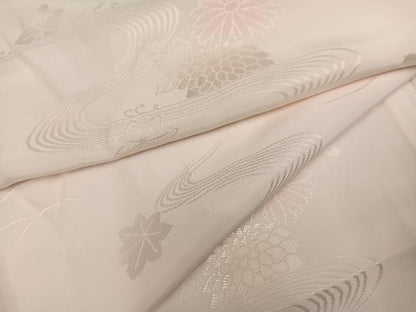 平和屋着物●振袖用長襦袢　無双仕立て　流水花地紋　暈し染め　半衿刺繍　正絹　逸品　AABL8843ph