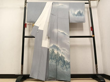 平和屋着物●訪問着　作家物　樹林文　暈し染め　正絹　逸品　AABL8847ph