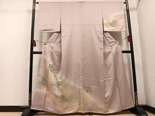 平和屋着物●訪問着　刺繍　雪輪枝梅文　暈し染め　金彩　正絹　逸品　未使用　AABL8854ph