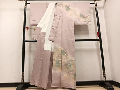 平和屋着物●訪問着　刺繍　雪輪枝梅文　暈し染め　金彩　正絹　逸品　未使用　AABL8854ph