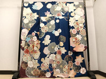 平和屋着物●豪華振袖　草花文　金彩　正絹　逸品　AABL8862ph