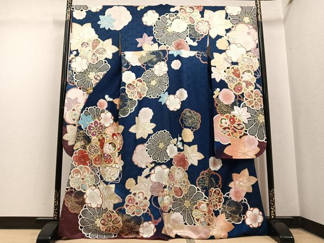 平和屋着物●豪華振袖　草花文　金彩　正絹　逸品　AABL8862ph