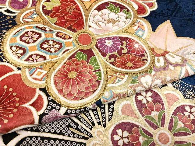 平和屋着物●豪華振袖　草花文　金彩　正絹　逸品　AABL8862ph