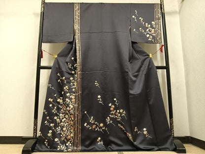 平和屋着物●訪問着　草花文　金彩　ロング丈　正絹　逸品　AABL8863ph