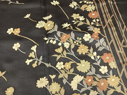 平和屋着物●訪問着　草花文　金彩　ロング丈　正絹　逸品　AABL8863ph