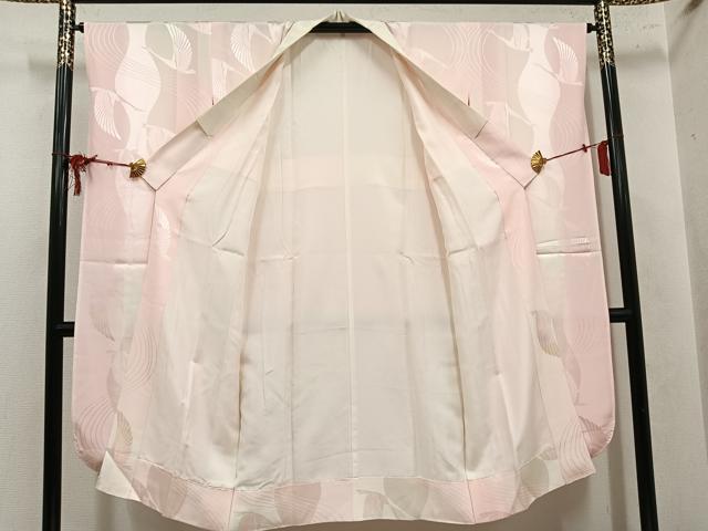 平和屋着物●振袖用長襦袢　袷　群れ鶴地紋　暈し染め　正絹　逸品　AABL8864ph