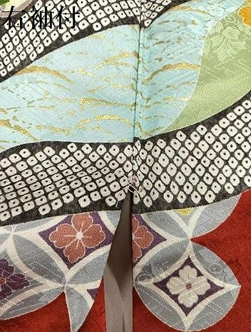 平和屋着物●豪華振袖　駒刺繍　御所車草花文　金彩　京都きもの友禅扱い　正絹　逸品　AABL8865ph