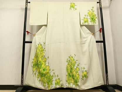 平和屋着物●訪問着　刺繍　草木文　暈し染め　正絹　逸品　AABL8875ph