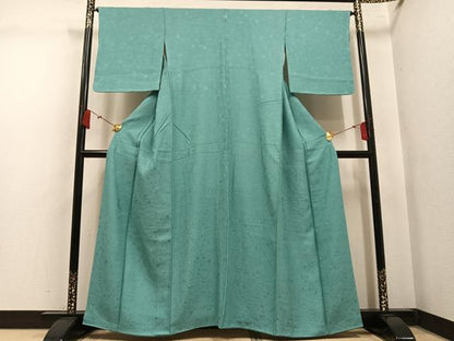 平和屋着物●上質な色無地　松竹梅地紋　千草色　正絹　逸品　未使用　AABL8878ph