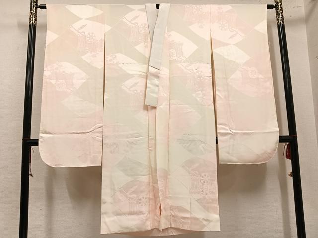 平和屋着物●振袖用長襦袢　袷　御所車地紋　暈し染め　正絹　逸品　AABL8881ph