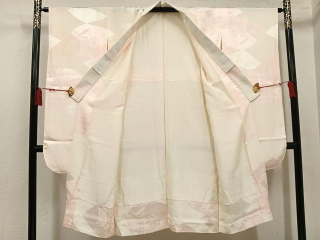 平和屋着物●振袖用長襦袢　袷　御所車地紋　暈し染め　正絹　逸品　AABL8881ph