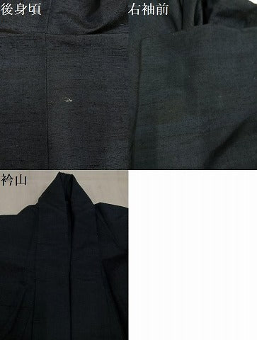 平和屋着物●男性　紬　色無地　藍鉄色　正絹　逸品　AABL8883ph