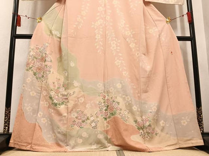 平和屋着物●訪問着　作家物　駒刺繍　草花文　金彩　正絹　逸品　未使用　AABL8887ph