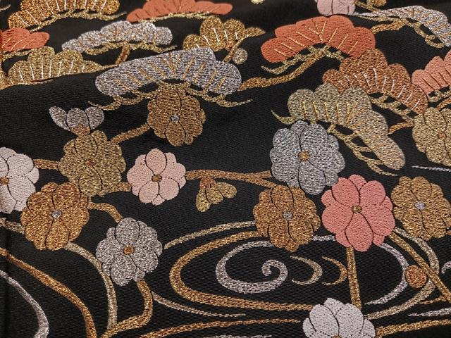 平和屋着物●豪華黒留袖　総刺繍　浜松梅文　金銀糸　正絹　逸品　未使用　AABL8889ph