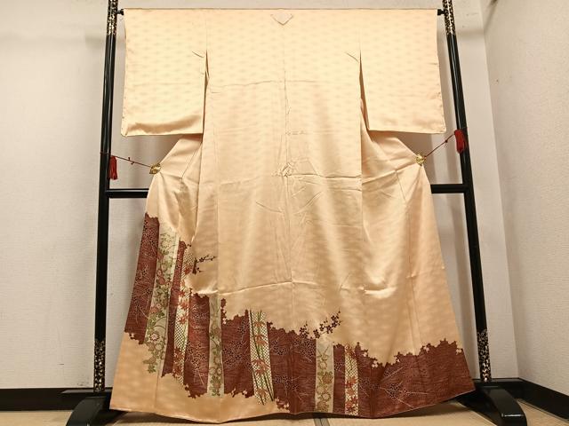 平和屋着物●豪華色留袖　刺繍　草花文　金彩　正絹　逸品　AABL8897ph