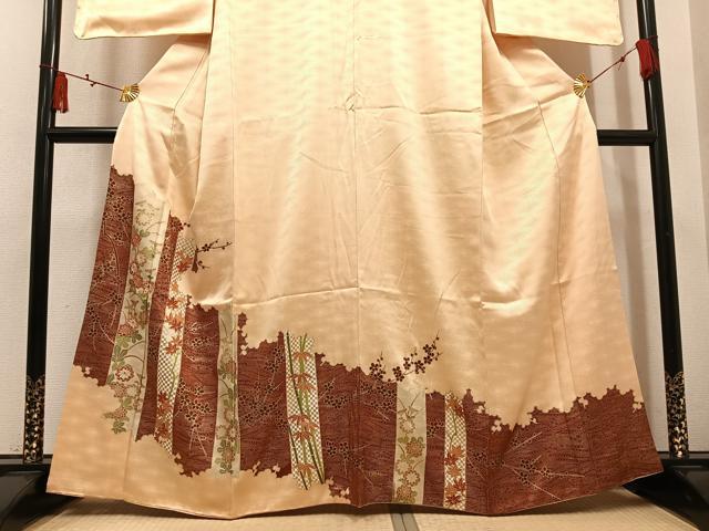 平和屋着物●豪華色留袖　刺繍　草花文　金彩　正絹　逸品　AABL8897ph