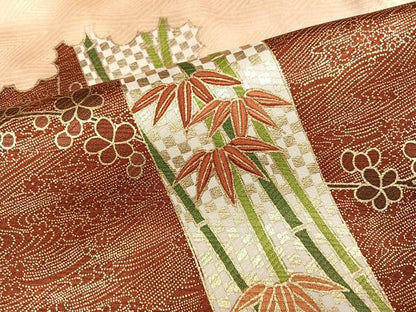 平和屋着物●豪華色留袖　刺繍　草花文　金彩　正絹　逸品　AABL8897ph