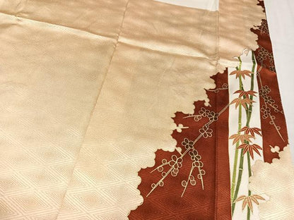 平和屋着物●豪華色留袖　刺繍　草花文　金彩　正絹　逸品　AABL8897ph