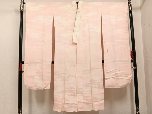 平和屋着物●振袖用長襦袢　袷　青海波地紋　半衿刺繍　正絹　逸品　AABL8906ph