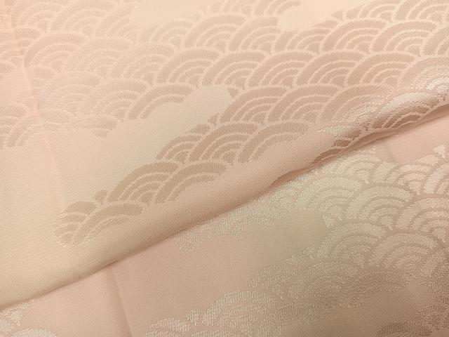 平和屋着物●振袖用長襦袢　袷　青海波地紋　半衿刺繍　正絹　逸品　AABL8906ph