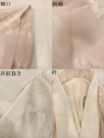 平和屋着物●長襦袢　無双仕立て　草花文　正絹　逸品　AABL8907ph
