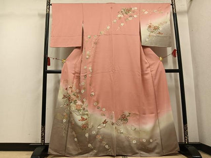 平和屋着物●訪問着　地紙花蝶文　暈し染め　金彩　正絹　逸品　AABL8908ph