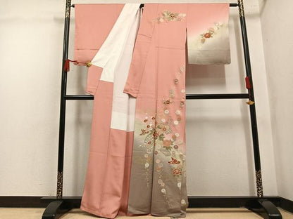 平和屋着物●訪問着　地紙花蝶文　暈し染め　金彩　正絹　逸品　AABL8908ph