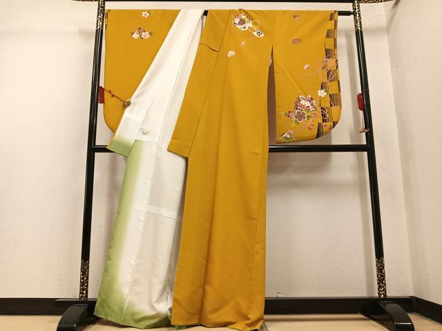 平和屋着物●小振袖　二尺袖　兎花文　洗える着物　AABL8916ph