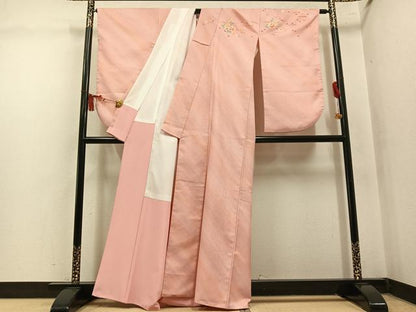 平和屋着物●小振袖　二尺袖　草花文　暈し染め　洗える着物　AABL8917ph