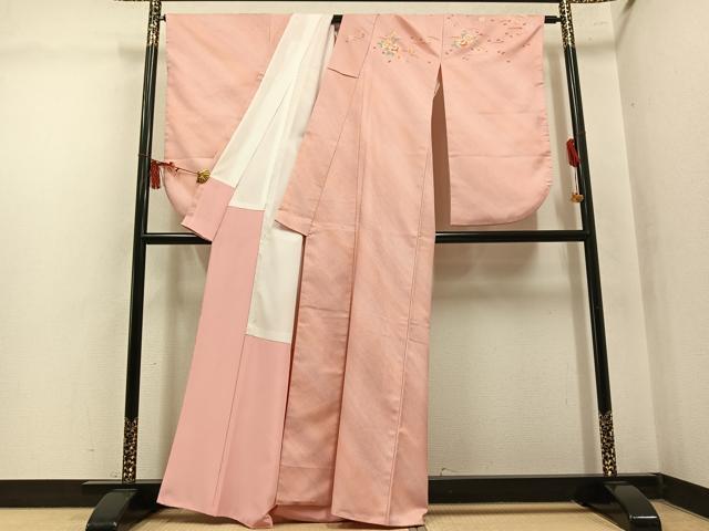 平和屋着物●小振袖　二尺袖　草花文　暈し染め　洗える着物　AABL8917ph