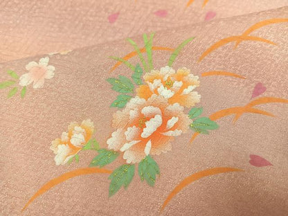 平和屋着物●小振袖　二尺袖　草花文　暈し染め　洗える着物　AABL8917ph