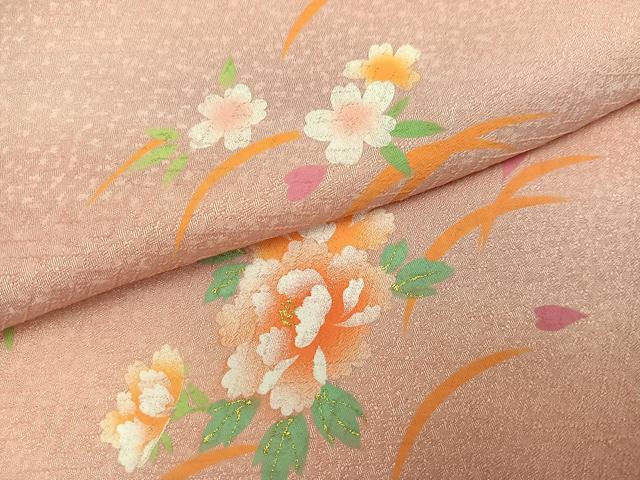平和屋着物●小振袖　二尺袖　草花文　暈し染め　洗える着物　AABL8917ph
