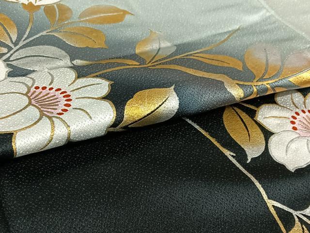 平和屋着物▽訪問着　単衣　枝葉文　暈し染め　金銀彩　洗える着物　AABL8921jh