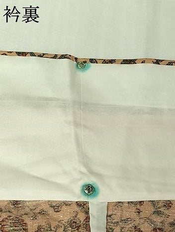 平和屋着物▽上質な小紋　単衣　紬地　更紗花鳥文　正絹　逸品　AABL8923jh