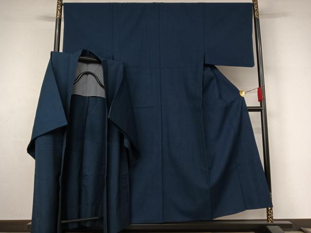 平和屋着物▽男性　小紋　単衣　アンサンブル　亀甲文　AABL8927jh