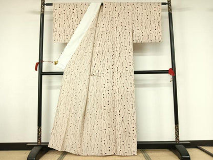 平和屋着物▽小紋　単衣　幾何学文様　洗える着物　AABL8929jh