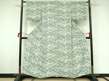 平和屋着物▽上質な小紋　単衣　風景花文　正絹　逸品　AABL8930jh
