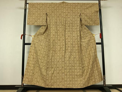 平和屋着物▽上質な紬　単衣　琉球絣文　正絹　逸品　AABL8935jh