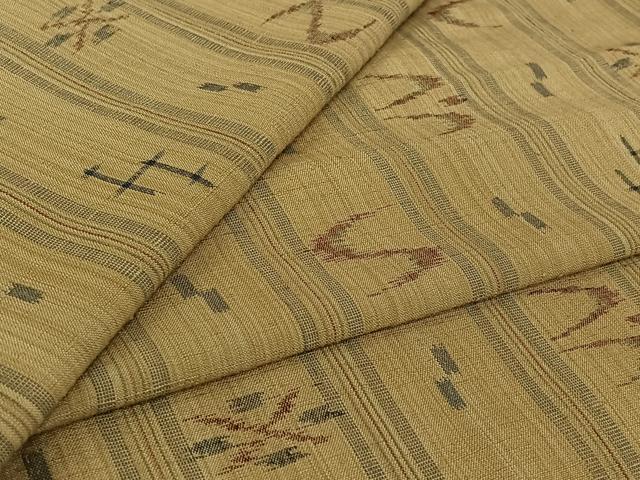 平和屋着物▽上質な紬　単衣　琉球絣文　正絹　逸品　AABL8935jh