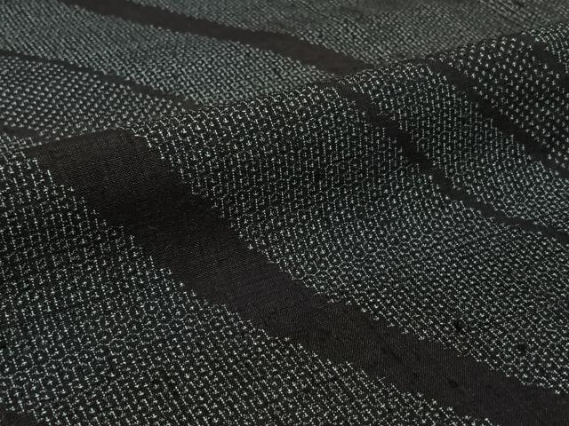 平和屋着物▽結城紬　単衣　100亀甲　斜縞　証紙付き　正絹　逸品　AABL8937jh