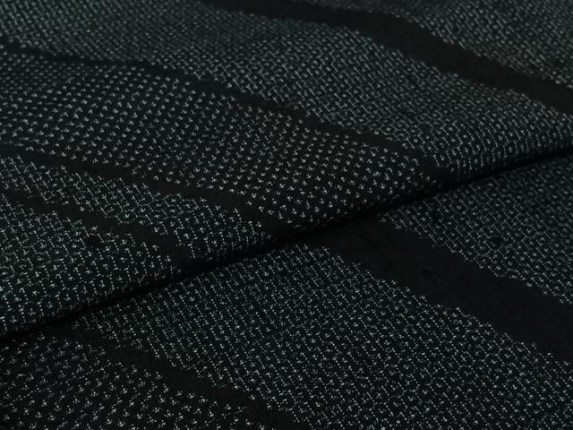 平和屋着物▽結城紬　単衣　100亀甲　斜縞　証紙付き　正絹　逸品　AABL8937jh
