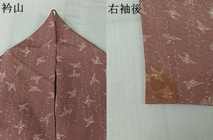 平和屋着物▽お召　単衣　飛鳥文　正絹　逸品　AABL8938jh