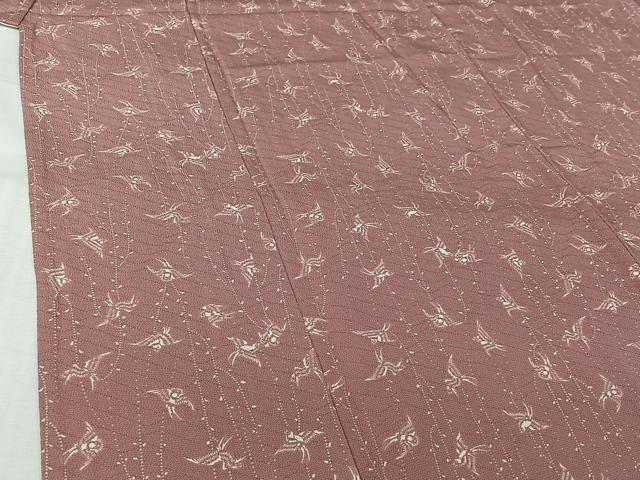 平和屋着物▽お召　単衣　飛鳥文　正絹　逸品　AABL8938jh