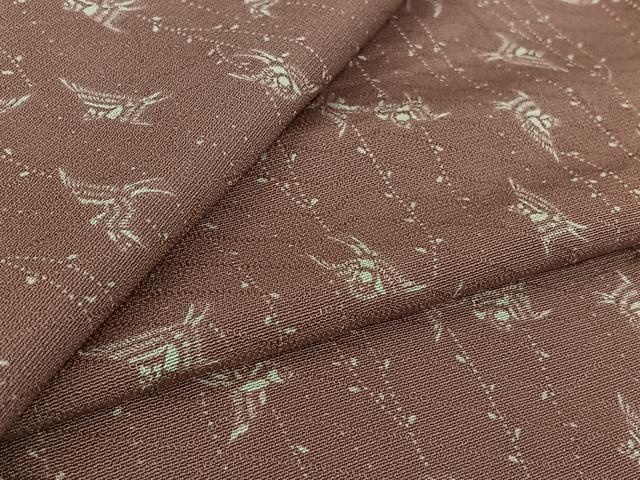 平和屋着物▽お召　単衣　飛鳥文　正絹　逸品　AABL8938jh