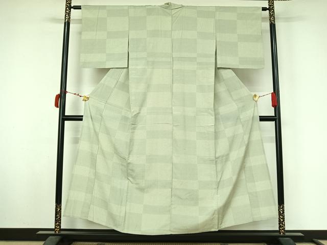 平和屋着物▽本塩沢　単衣　110亀甲　横段文　正絹　逸品　AABL8939jh